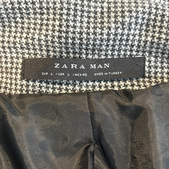Zara Man Houndstooth Button Front Pea Coat Men’s Size Large - Picture 3 of 13